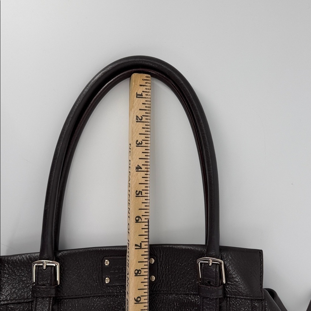 KATE SPADE Dark Chocolate Brown Pebble Leather Shimmer Shoulder Bag - Picture 4 of 13